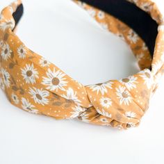 All of our knotted headbands fit children and adults. We have two sizes to select from, a regular (1 inch on the widest part of the headband) and a slim (.5 -.8 inches on the widest part of the headband). Slim just means a smaller knot and less fabric. Our headbands are very flexible and can be stretched or tightened to fit anyone. We aim to make sure you can wear your headband all day with no headbands and look fabulous. These Headbands are made to grip to your hair and will not slip off. 1 inc Knot Headband, 1 Inch, Knot, Sunflower, Hair, Fabric, How To Wear