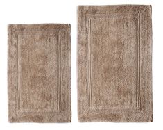 two beige rugs on a white background