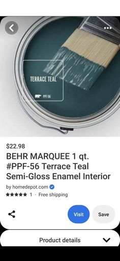 a paint can with a brush in it and the words behr marquee 1 at