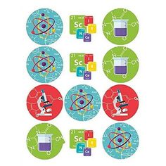 an image of science stickers on a white background