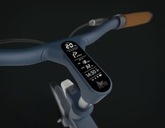 the handlebars on this bike are designed to look like it has an electronic clock