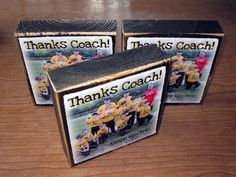 there are three boxes that say thanks coach