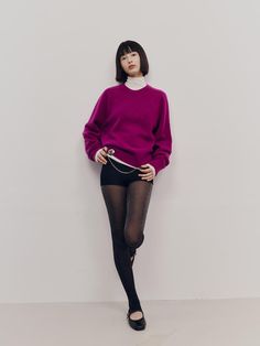 Color : PurpleCountry of Origin : Republic of Korea Elegant Purple Sweater For Winter, Pose Reference Photo, Art Studies, Pose Reference, Merino Wool, Knitwear, Cashmere