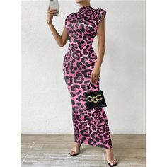 -Item Id 40124921 -Details: Split, Split Thigh -Neckline: Stand Collar -Sleeve Type: Batwing Sleeve -Style: Elegant -Type: Bodycon -Waist Line: Natural -Hem Shaped: Pencil -Color: Hot Pink -Pattern Type: Leopard Print, Textured Pattern -Sleeve Length: Cap Sleeve -Fit Type: Slim Fit -Length: Midi -Material: Knitted Fabric -Composition: 95% Polyester, 5% Elastane -Care Instructions: Machine Wash Or Professional Dry Clean -Sheer: No -Fabric: Medium Stretch **Open To Offers!!!** **Bundle To Save Mor Pattern Sleeve, Pink Pattern, Fabric Medium, Batwing Sleeve, Style Elegant, Boutique Dresses, Cap Sleeve, Sleeve Type, Stand Collar