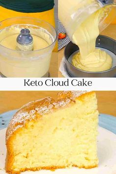 two pictures showing how to make keto cloud cake