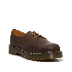 Dr. Martens-Bex Platform Oxford - Women's Add an edgy twist to your looks with the Bex oxfords from Dr. Martens. These shoes feature an upper with tailored touches, as well as a thick platform lugged sole. Brown Platform Oxfords For Fall, Brown Platform Oxfords With Flat Heel, Platform Oxford Doc Martens, Brown Oxfords Women, Brown Platform Oxford Shoes, Brown Synthetic Lace-up Oxfords, Trending Handbags, Oxford Platform, Trending Sneakers