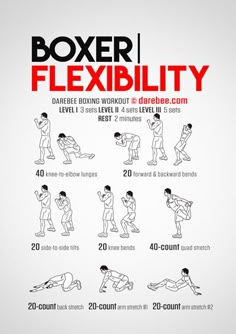 an exercise poster showing how to do the boxing flexibility