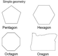 four different shapes are shown in the shape of an octagon, hexagon, and pentagon