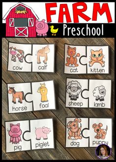 farm preschool and homeschool worksheet with pictures of animals, sheep, pig