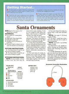 the instructions for santa ornaments