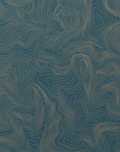 an abstract background with wavy lines in shades of blue and gold on a dark green background