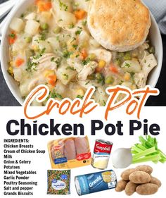 an advertisement for the chicken pot pie