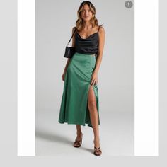 Reposhing This Item I Purchased From @Inge_a. Loved It, But Too Small For Me Never Worn But No Tags Questions? Leave A Comment Below! Skirts Green, Shopping Haul, White Denim Skirt, Knit Maxi Skirt, Elegant Heels, Match Colors, Skirt Trends, Zara Skirts, White Halter Maxi Dress