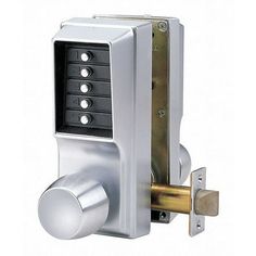 an electronic door lock with four keys on the front and back buttons toggles