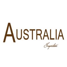 the word australia in brown on a white background