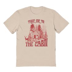 Celebrate the holidays with this fun Men's Take Me to the Cabin Graphic Tee. Celebrate the holidays with this fun Men's Take Me to the Cabin Graphic Tee. FEATURES Crewneck Short sleeveFABRIC & CARE Cotton Machine wash Imported Color: Beige. Gender: male. Age Group: adult. Camp Shirt Designs, Holiday Graphic Tees, Wedding Shirts, Color Sand, The Cabin, Camping Shirt, Graphic Tee Shirts, Mens Graphic Tee, Holiday Outfits