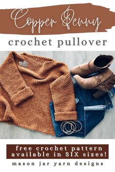 the crochet pullover pattern is available in six sizes