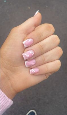 Nails For 13 Year Girl, White Tip Acrylic Nails, Square Gel Nails, Hawaiian Nails, Disney Acrylic Nails, February Nails, Cheap Nail, Simple Gel Nails