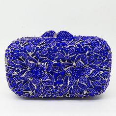 Blue Bridal Crystal Flower Clutch Clutches Purse, Flower Women, Designer Clutch Bags, Crystal Bags, Crystal Clutch, Flower Crystal