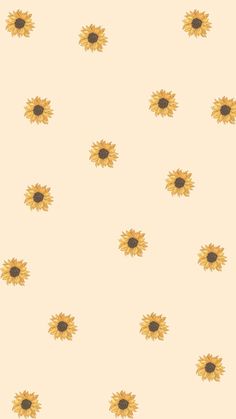 an image of sunflowers on a beige background with black dots in the middle