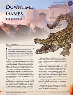 an article about the game's character and its features, including a large alligator