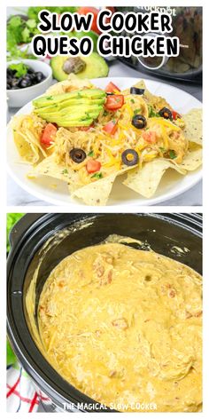 slow cooker quesadilla recipe in the crock pot and on the plate