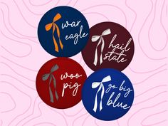 Root for YOUR Team with our Custom Bow Tailgate Game Day Pins!  Fully customize your own game day bow button with any saying that shows your school spirit! In the "Personalization" section, please share any information that will help me create the perfect button: -Background Color -Bow Color -Text (up to 3 words) Please note: -Every pin is handmade to order. There may be minor discrepancies due to customizing every detail. I will do my best to find the closest color matches to make your order perfect!  -In the event that I cannot make and ship your pin, your order will be canceled. *FOR ALL ORDERS OF 5 BUTTONS OR MORE, USE CODE "TAILGATE" FOR 20% OFF!* Gameday Pin Ideas, School Spirit Buttons, Game Day Button Ideas, Game Day Pins, Game Day Buttons Football, Game Day Buttons, Spirit Buttons, Big Pigs, Tailgate Games