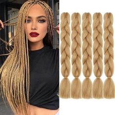 PRICES MAY VARY. ★【Hairstyle】24” Synthetic Solid Color Braiding Hair High Temperature Fiber Jumbo Braiding Hair One Tone Synthetic Dark Blonde Braiding Hair ★【Material】Soft Synthetic Fiber Braiding Hair, Beautiful Color Braiding Hair Suitable for Box Braids, Senegal Twist, Crochet Hair, African Twist Hair etc ★【Advantage】No Smell, Soft, Durable, No Shedding, Healthy, Light, Comfortable. Easy to Braids Different Braids with Colors ★【Length & Weight】24Inch, 100g/Piece, Usually 5-8 Pcs Braiding Hai Two Goddess Braids, Blonde Braiding Hair, Color Braids, Braid Hair Extensions, 27 Honey Blonde, Hair Extension Lengths, Kanekalon Jumbo Braid, Braids Twist, Jumbo Braiding Hair