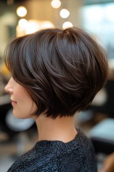 Exotic Holiday Hairstyles You Need to Try Waves With Bangs, Stacked Hairstyles, Winter Haircuts, Short Stacked Bob Haircuts, Choppy Bob Hairstyles For Fine Hair, Curly Pixie Haircuts, Stacked Hair, Bob Hairstyles For Fine Hair, Hair Affair