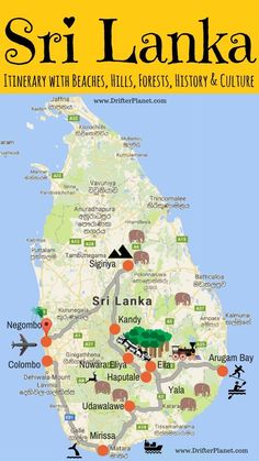 the sri lanka itinerary with beaches, hills, forests, history & culture