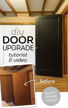 an open door with instructions for how to install and paint the interior walls in order to make it look like wood