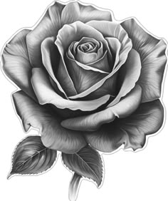 a black and white drawing of a rose