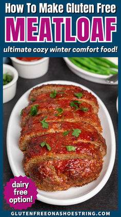 an oval white plate with a sliced meatloaf on it topped with red glaze and fresh herbs Gluten Free Meatloaf, Crockpot Meatloaf, Mini Meatloaves, Meatless Recipes, Winter Comfort Food, Protein Meals, Winter Comfort, Single Serving, Dairy Free Options