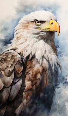 a painting of an eagle on a white background