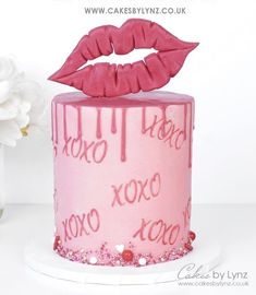 a close up of a cake with lipstick on it