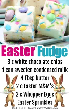 an easter fudge recipe with white chocolate chips and sprinkles on it