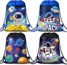 three drawsacks with space images on them