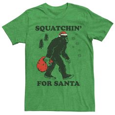 Did you hear the news? Sasquatch will be filling in for Santa this year. Show your support with this Men's Squatchin' For Santa Bigfoot Tee. Did you hear the news? Sasquatch will be filling in for Santa this year. Show your support with this Men's Squatchin' For Santa Bigfoot Tee. Crew neck Short sleeve Kelly Heather FABRIC & CARE Machine wash Cotton, polyester Imported Color: Med Green. Gender: male. Age Group: adult. Pattern: Graphic. Joy Christmas Decor, Bigfoot Pictures, Christmas Parade Floats, Santa Tee, Tshirt Graphics, Tee Ideas, Joy Christmas, Bigfoot Sasquatch, Christmas Parade