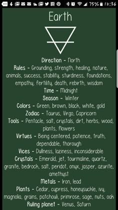 I am an earth sign and this rings true, except I prefer Summer Elemental Correspondences, Kartu Tarot, Elemental Magic, Grimoire Book, Wiccan Spell Book, Witch Spell Book, Modern Witch, Wiccan Spells, Earth Elements