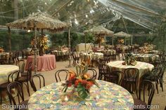 tables and chairs are set up for an event