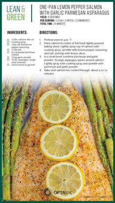 the menu for lemon pepper salmon and asparagus