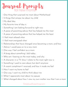 a printable poem with the words, journal reports for new moms on it