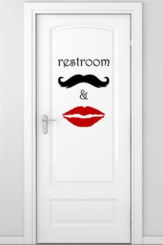 a door with a mustache and lips on it