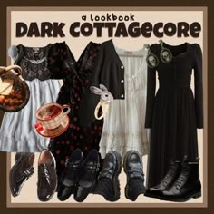 Corvidcore Aesthetic Outfits, Cottagecore Aesthetic Outfits Autumn, Witchy Cottagecore Aesthetic Outfits, Witchy Fashion Aesthetic, Witch Style Outfits, Cottagecore Lookbook, Dark Cottagecore Outfits, Dark Cottagecore Fashion, Witch Aesthetic Fashion