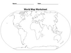 the world map worksheet is shown in black and white, with an image of the