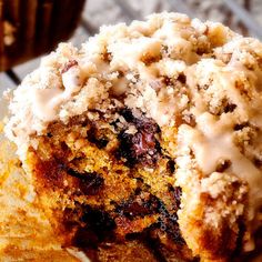 a close up of a muffin on a plate