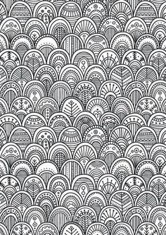 an abstract black and white pattern with wavy lines on the bottom, which is very intricate