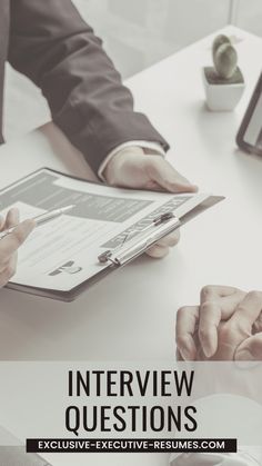 two people sitting at a table with an ipad in front of them and the words interview questions