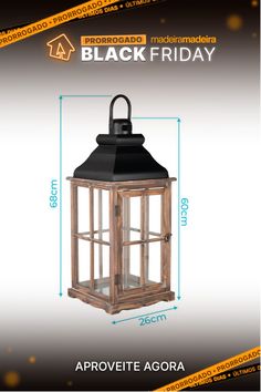 the black friday lantern is shown with measurements