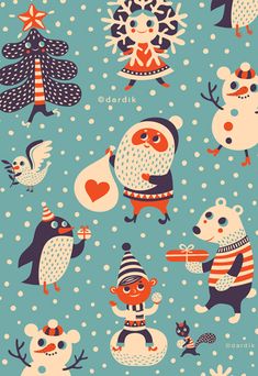 an animal themed wallpaper with many different animals